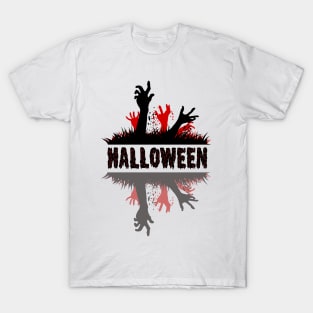 Halloween Zombies Hands Out of the Ground Evergreen T-Shirt